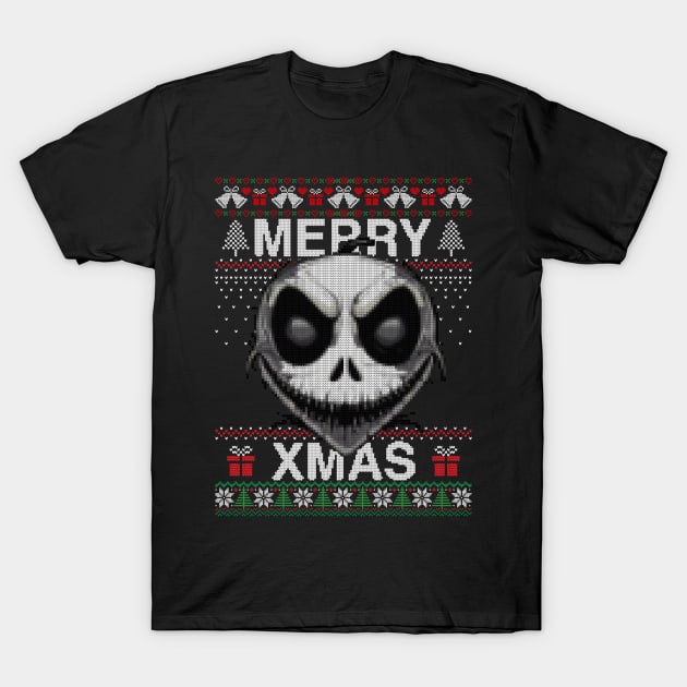 Jack Skellington Ugly Christmas T-Shirt by AnglingPK